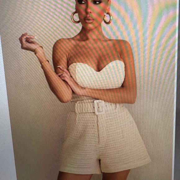 Beige Kelsie Belted Shorts & Lila Bustier - Picture 5 of 9